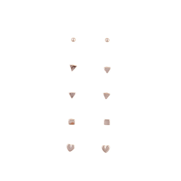 Rose Gold Micro Stud 5-Pack Earring