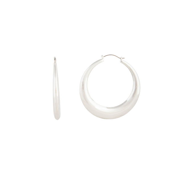 Silver 7cm Curved Hoop Earrings