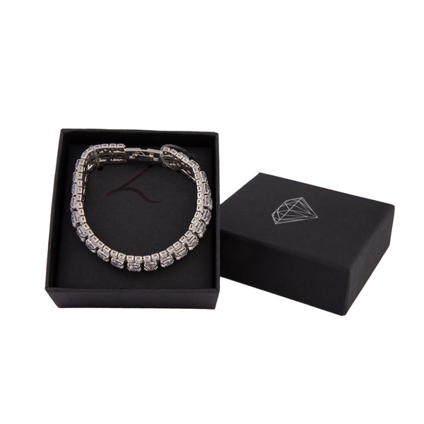 Silver Diamond Simulant Crystal Cup Chain Bracelet