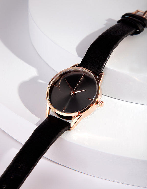 Genuine Leather Rose Gold Premium Watch