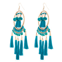 Green Statement Tassel Pom-Pom Earrings - link has visual effect only