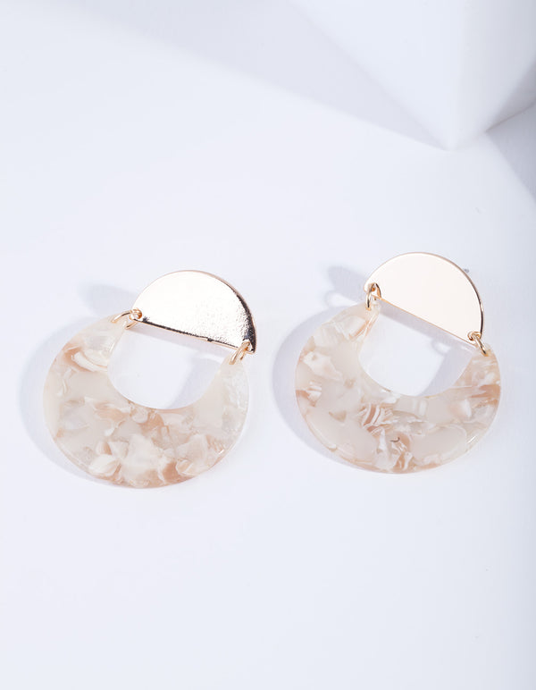 Gold Neutral Crescent Acrylic Earrings