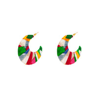 Multi Fabric Covered Cut Out Hoop Earrings - link has visual effect only