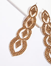 Brown Gold Diamante Drop Earrings - link has visual effect only