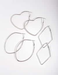 Silver Heart & Diamante Pack Hoop Earring - link has visual effect only