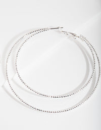 Silver Fine Double Hoop Earrings - link has visual effect only