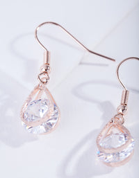 Rose Gold Teardrop Diamante Earrings - link has visual effect only