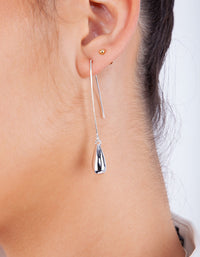 Polished Long Silver Teardrop Earrings - link has visual effect only