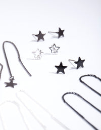 Silver Mixed Metal Star Earrings - link has visual effect only