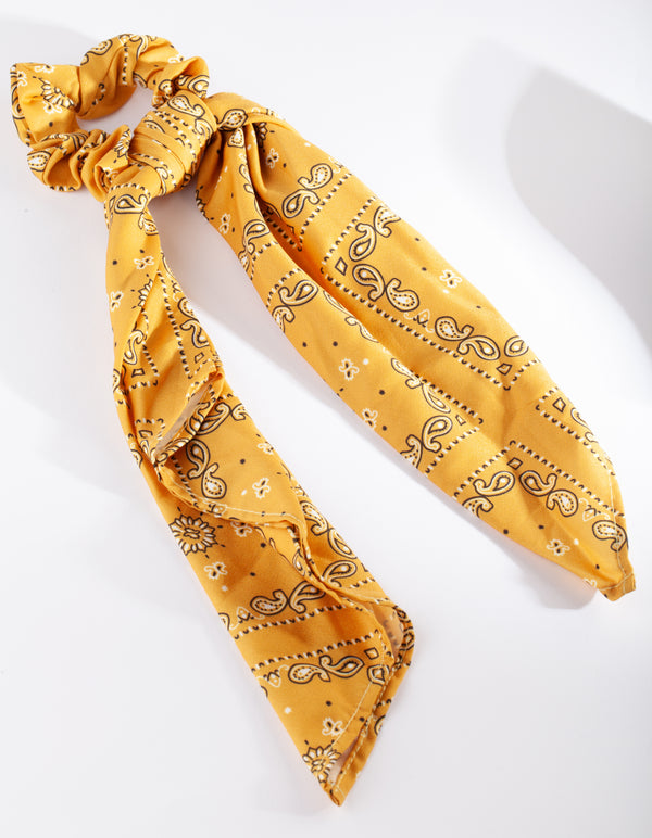 Yellow Paisley Scarf Scrunchie