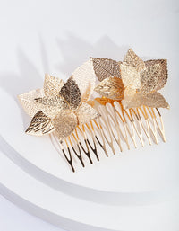 Gold Textured Flower Comb - link has visual effect only