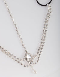 Silver Crystal Pearl Head Chain - link has visual effect only