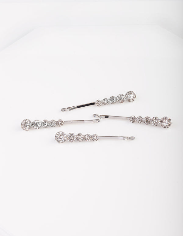 Graduated Diamante Stones Hair Pin 4-Pack