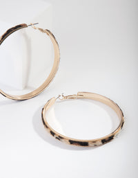 Gold Skinny Leopard Print Hoop Earrings - link has visual effect only