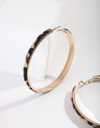 Gold Skinny Leopard Print Hoop Earrings - link has visual effect only