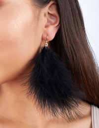 Black Marabou Fluffy Feather Earrings - link has visual effect only