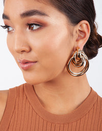 Gold Chunky Tubular Loop Earrings - link has visual effect only