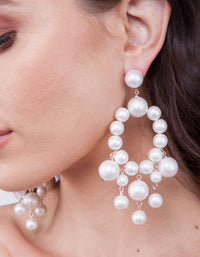 White Multi Ball Drop Earrings - link has visual effect only