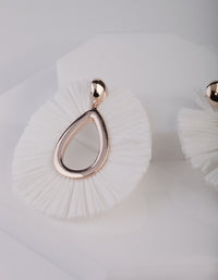 White Straw Tear Drop Earrings - link has visual effect only