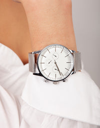 Silver Chunky Mesh Watch - link has visual effect only