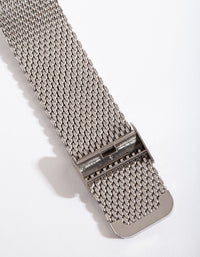 Silver Chunky Mesh Watch - link has visual effect only