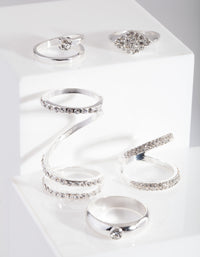 Diamante Swirl Silver Ring Pack - link has visual effect only