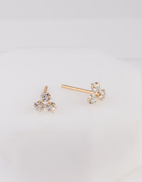 Gold Plated Sterling Silver Trio Cluster Earrings Stud - link has visual effect only