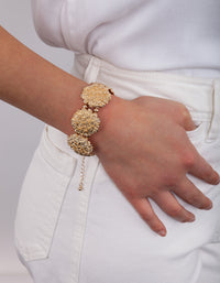 Gold Textured Dome Bracelet - link has visual effect only