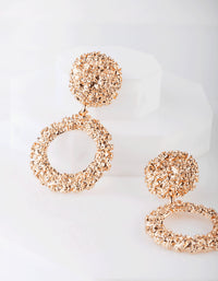 Gold Textured Round Drop Earrings - link has visual effect only