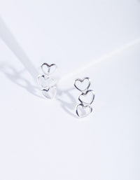 Silver Connected Heart Stud Earrings - link has visual effect only