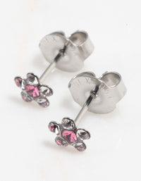 Surgical Steel Daisy Pink Crystal Piercing Stud - link has visual effect only