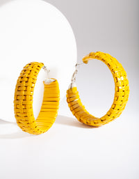 Yellow Raffia Hoop Earrings - link has visual effect only