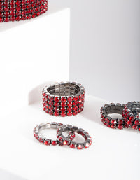 Red Diamante Ring Stretch Bangle Set - link has visual effect only