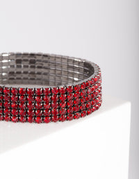 Red Diamante Ring Stretch Bangle Set - link has visual effect only