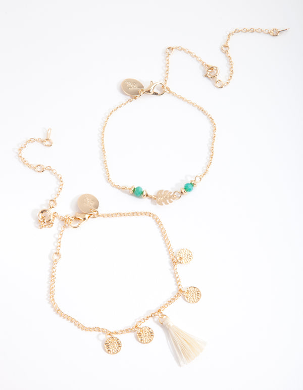 Kids Gold Tassel Paradise Bracelet Anklet Pack