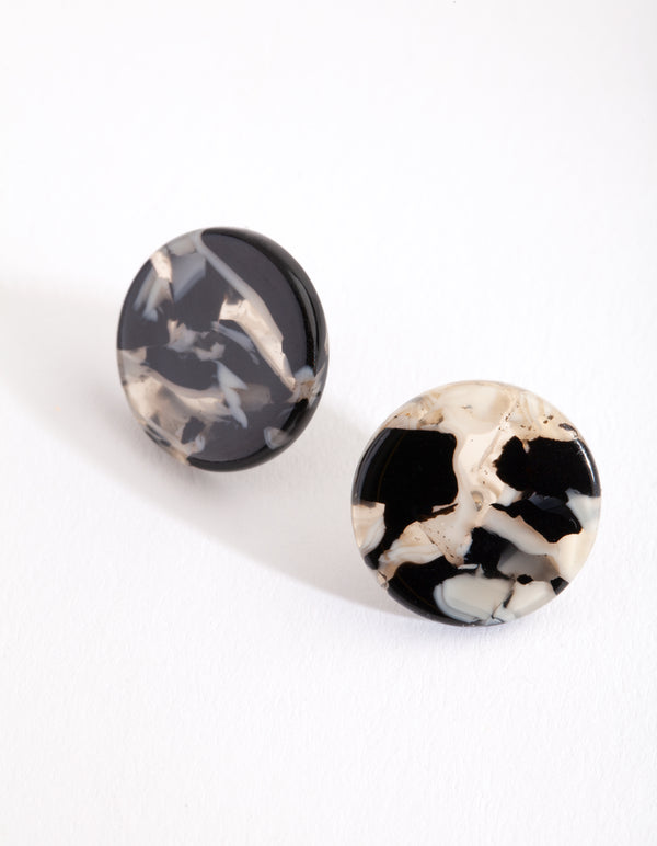 Tortoiseshell Circle Stud Earrings