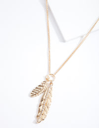 Gold Double Leaf Necklace - link has visual effect only