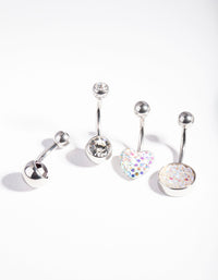 Surgical Steel Mermaid Diamante Belly Bar 4-Pack - link has visual effect only