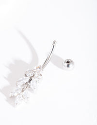 Rhodium Surgical Steel Floral Belly Bar - link has visual effect only