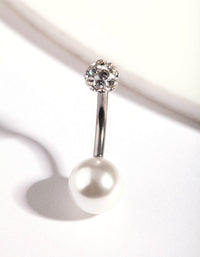 Rhodium Surgical Steel Fireball Belly Ring - link has visual effect only