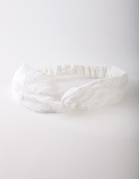 White Broderie Fabric Headband - link has visual effect only