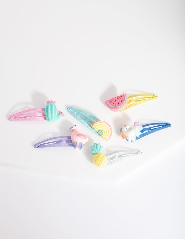 Kids Multi Rainbow Novelty Clip 6-Pack