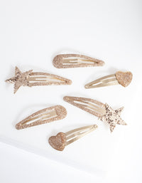 Kids Gold Glitter Star Hair Clip Pack - link has visual effect only