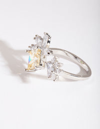 Silver Cubic Zirconia Citrine Open Leaf Ring - link has visual effect only