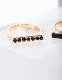 Black Enamel Gold Rings Pack - link has visual effect only