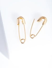 Gold Plated Sterling Silver Safety Pin Earrings - link has visual effect only