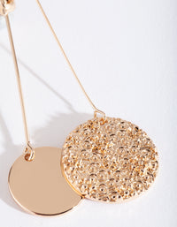 Gold Textured & Smooth Disc Drop Earrings - link has visual effect only