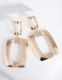 Gold Textured Open Geometric Drop Earrings - link has visual effect only