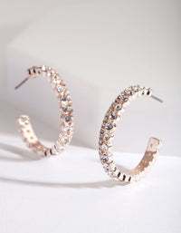 Rose Gold Diamante Open Hoop Earrings - link has visual effect only