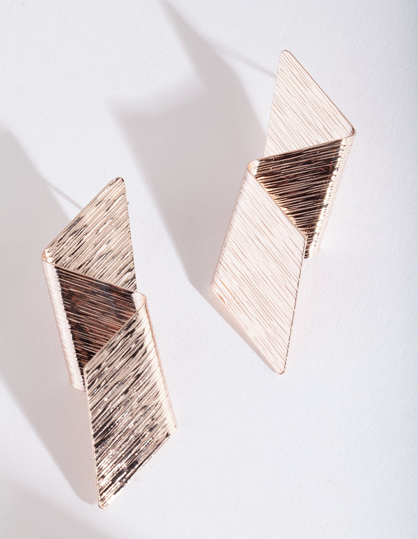 Rose Gold Fold Texture Drop Earrings